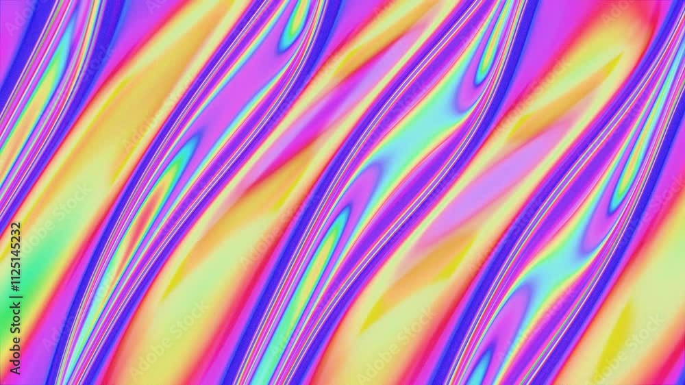 Poster Vibrant Neon Gradient Waves with Fluid Patterns