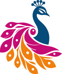 Vector peacock color logo art