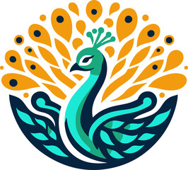 Vector peacock color logo art