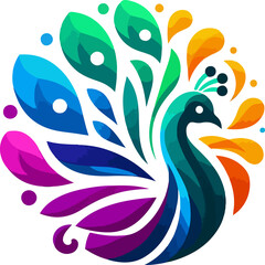 Vector peacock color logo art