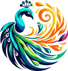 Vector peacock color logo art