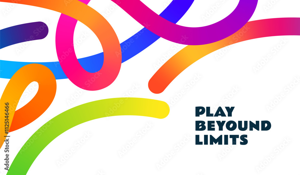 Leinwandbilder Abstract Background with Color Lines. Gradient Shapes Pattern. Curve, Wave and Squiggle Design Elements. Vector Graphic with Rainbow Ribbons