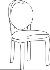 One continuous single drawing line art flat doodle chair, furniture, seat, modern, design, decoration, wood, to sit, elegance. Isolated image hand draw contour on a white background, hand drawn, not A