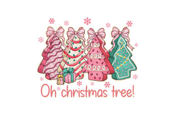 Oh Christmas Tree, Pink Christmas Sublimation T Shirt Design