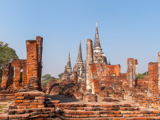 famous temple area Wat Phra Si Sanphet in the Royal Palace in Ajutthaya