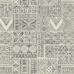 Polynesian Hawaiian style tribal tapa elements fabric patchwork abstract vector seamless pattern for fabric wear shirt pillow tablecloth carpet grunge effect in separate layers
