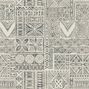 Polynesian Hawaiian style tribal tapa elements  fabric patchwork abstract vector seamless pattern for fabric wear shirt pillow tablecloth carpet grunge effect in separate layers