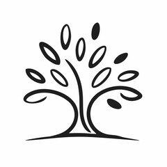 Minimalist tree logo symbolizing growth.
