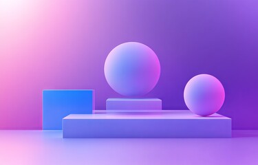 Minimalistic Abstract Geometric Design with Pastel Colors - AI Generated Illustration
