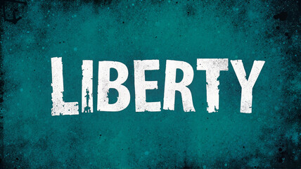 Obraz premium Graffiti-style liberty text artwork on teal grunge background