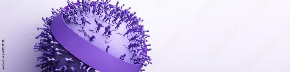 Aufkleber abstract 3d render of a purple globe with miniature figures surrounding it, symbolizing global commu