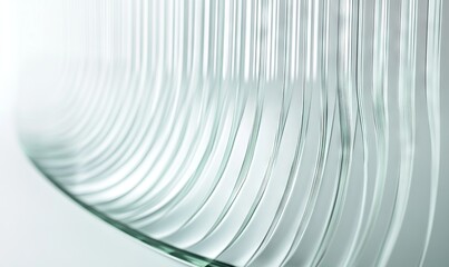 Curved glass surface with vertical lines, 3D render, close-up, AI generated illustration