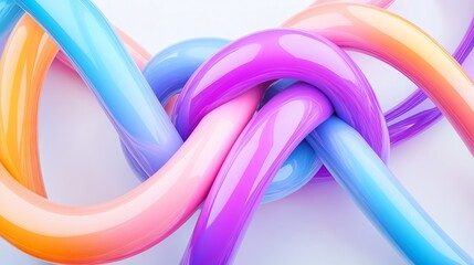 Colorful Wires with Gradient Lines on White Background. AI generated illustration