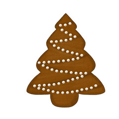 Decorated Gingerbread Christmas Tree with White Icing