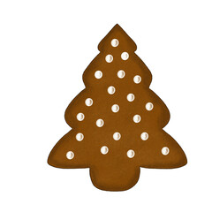 Gingerbread Christmas Tree Cookie with Icing Pearls