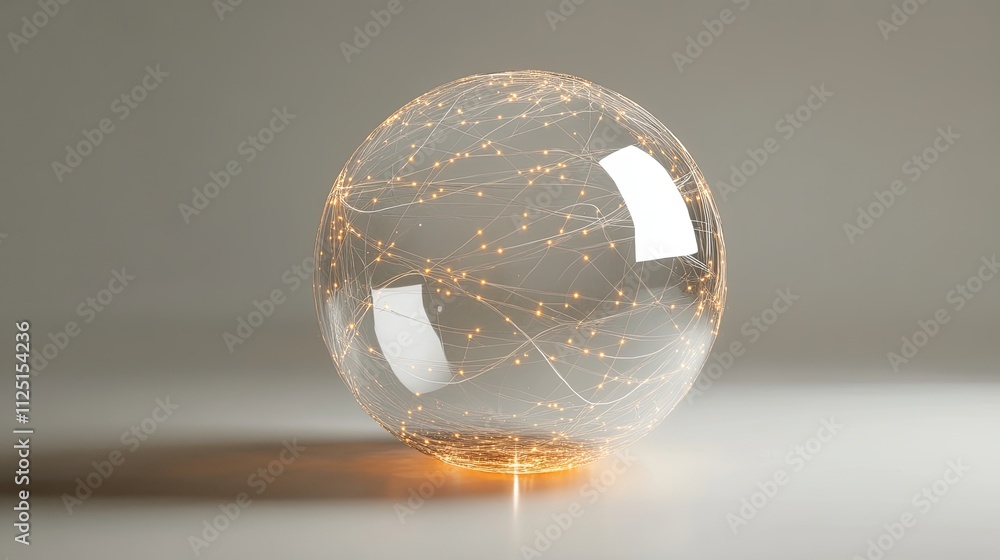 Aufkleber a futuristic, transparent globe with glowing digital lines and nodes, representing the modern global