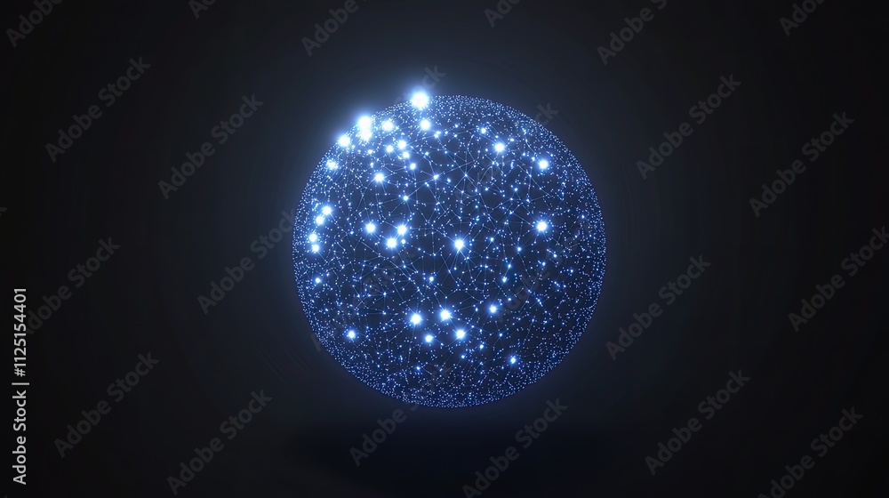 Poster a glowing 3d digital globe with interconnected points of light, isolated on a transparent background
