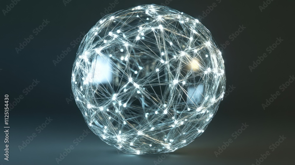Poster a glowing 3d digital globe with interconnected points of light, isolated on a transparent background