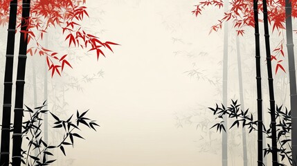 Enchanting Bamboo Forest in Chinese Ink Painting Style AI generated illustration