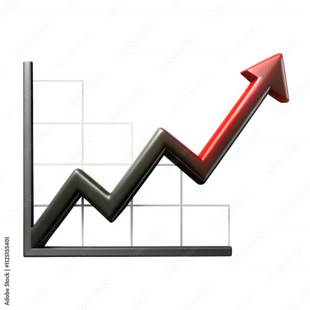 Poster a 3d representation of a graph with an upward trending line, indicating growth or success in a visua