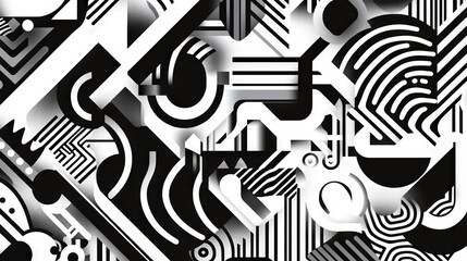 Geometric Black and White Vector Pattern with Optical Illusion AI generated illustration