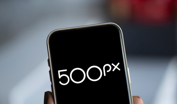 Dhaka, Bangladesh- 9 Dec 2024: 500px logo is displayed on smartphone.500px is a global online photo-sharing platform.