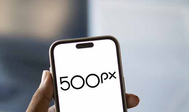 Dhaka, Bangladesh- 9 Dec 2024: 500px logo is displayed on smartphone.500px is a global online photo-sharing platform.