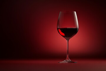 Red Wine Glass on a Gradient Red Background Commercial Photography AI generated illustration
