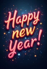 Happy new year colorful calligraphic shining shiny smooth lettering