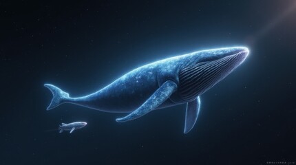 Fototapeta premium A Massive Glowing Space Whale in the Starry Void