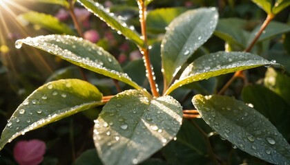 water drops on a leaf