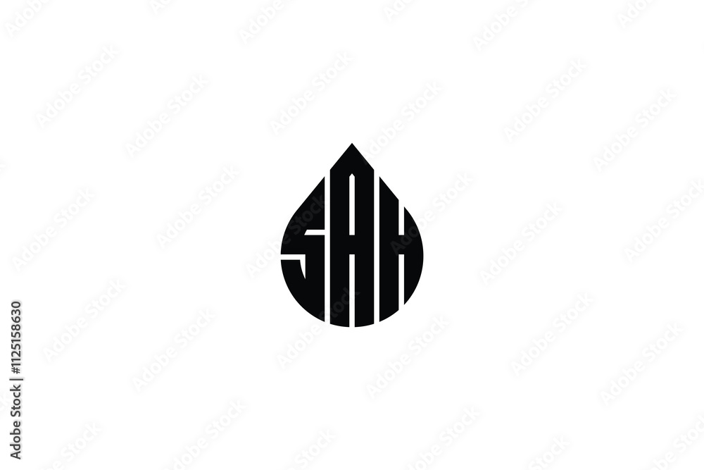 Fototapete sah, circle letter logo design with circle and ellipse shape. sah ellipse letters with typographic s