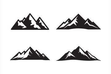 mountains vector, alpine mountain hills set silhouette vector art illustration