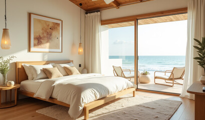 beach house bungalow inside on the coast with sea view