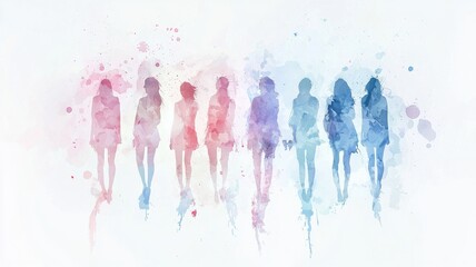 Pastel Watercolor of Women Standing Together