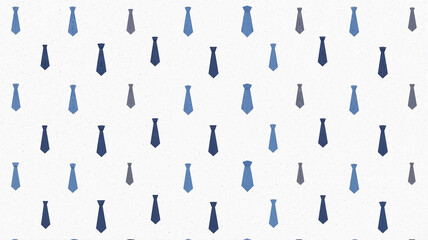 Pattern of blue ties on white background with varying shades and styles