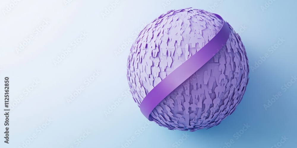 Aufkleber abstract purple globe with ribbon: a 3d render of unity and connection