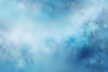 Fototapeta premium blue snow background abstract blurred, Snowflakes Falling Against a Soft Blue Background