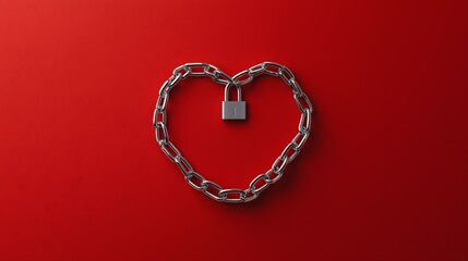 A visual representation of love and security depicted by a heart formed with chains and a padlock. This image symbolizes emotional bonds, protection, and vulnerability.