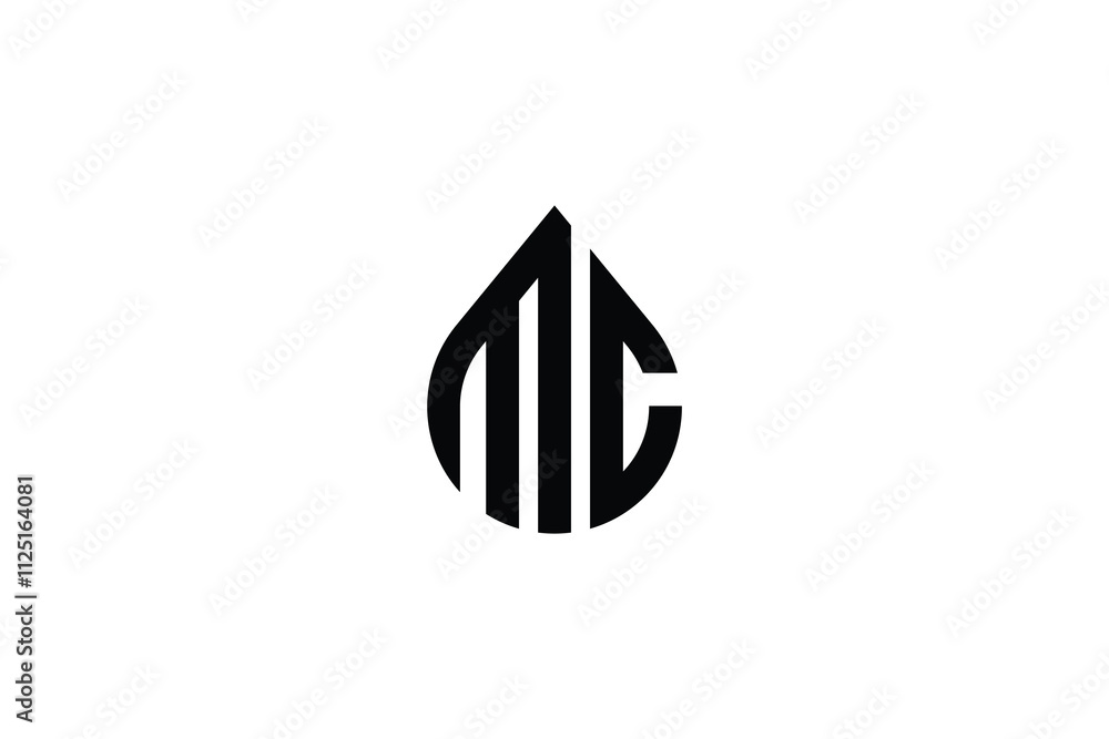 Poster mc circle letter logo design with circle and ellipse shape. mc ellipse letters with typographic styl