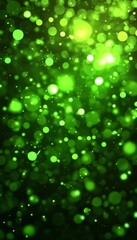 Abstract background of bright green out of focus heavy glitter lit by a bright light source