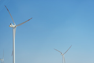 Wind turbines in the desert, Maٰān Governorate, Jordan