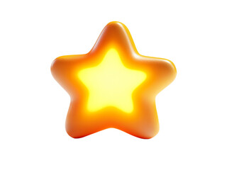 Bright Star Icon with Glow on Transparent Background