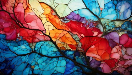 ステンドグラスのような絵画カラフルで綺麗なアート