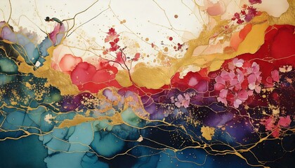 日本的なカラーの抽象絵画