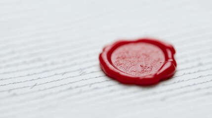 A close-up of a red wax seal on textured white paper, symbolizing tradition and elegance.