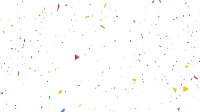 Colorful confetti party popper explosions on white backgrounds, 4K greeting animation