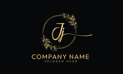 JJ J j initial signature logo template vector