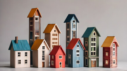 Fototapeta premium House model. Property home and real estate insurance concept. miniature model house. Mortgage concep. AI generated image, ai..