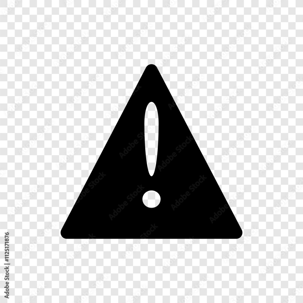 Poster warning triangle simple icon. flat design. transparent grid